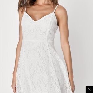 Lulus Magnolia Blossom White Lace Skater Dress